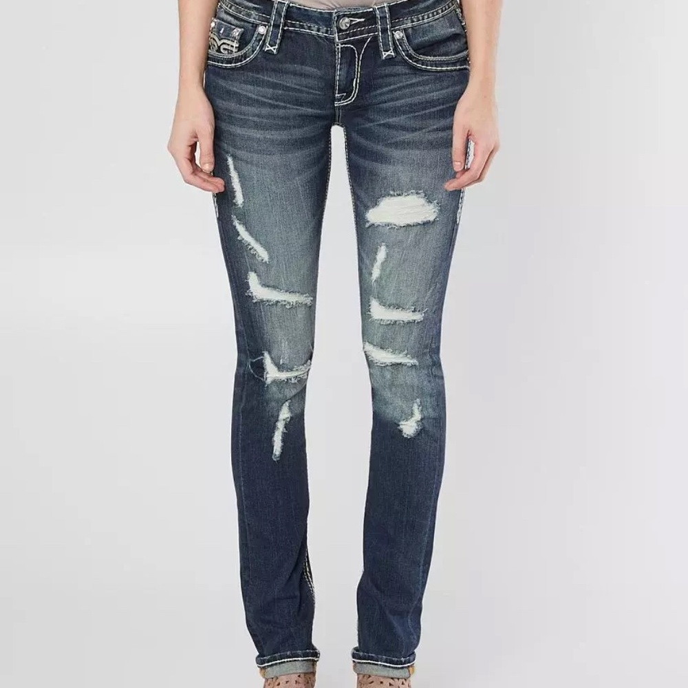 LIKE NEW Rock Revival Priya Straight Stretch Jean- (Size 24; Inseam 32)